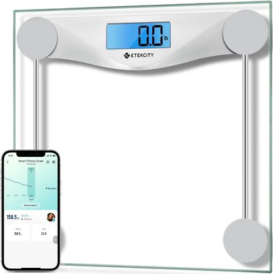 Etekcity Digital Body Weight Bathroom Scale, Large Blue LCD Bmi-Silver 