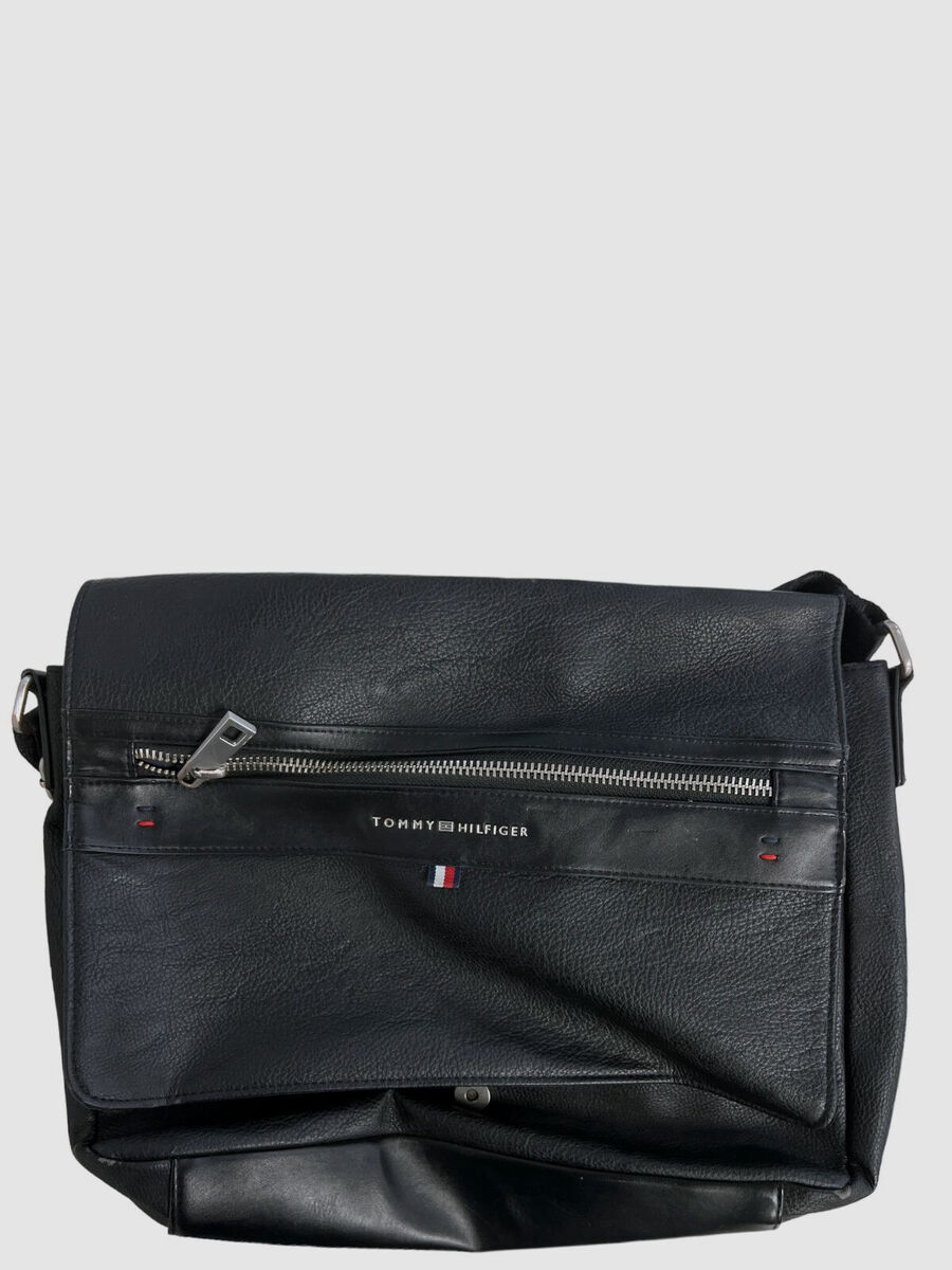 Tommy Hilfiger Mens Black Messenger Briefcase Carry Work Bag Tommy Hilfiger Mens Black Messenger Briefcase Carry Work Bag