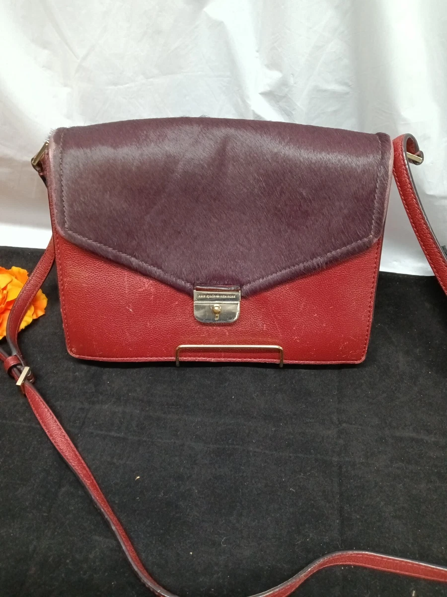 USED Kate Spade Red Plum Calfhair Fur Cow Leather shoulder bag