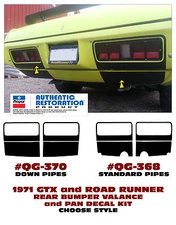 GE-QG-368 QG-370 1971 PLYMOUTH GTX / ROAD RUNNER - REAR BUMPER VALANCE-PAN DECAL