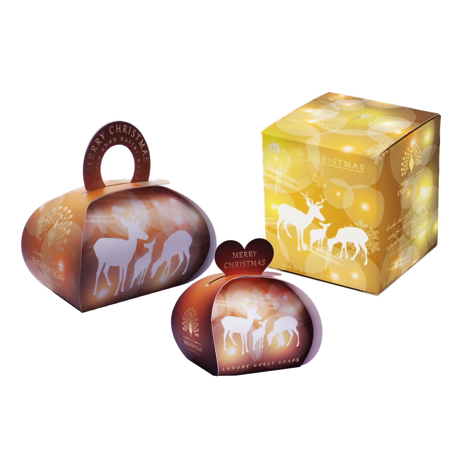 English Soap Company Reindeer Christmas Soap Wax Candle Fir Tree Scent Gift Box