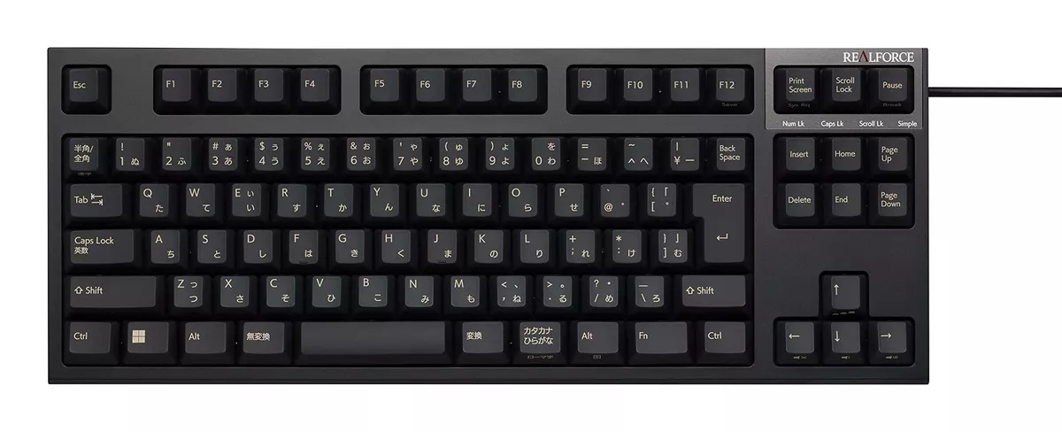 Topre REALFORCE R3S Keyboard Quiet USB TKL Size Japanese 91 keys