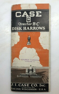 1930s JI CASE Tractor BC Disk HARROW Plow FARM ADVERTISING Brochure Vintage