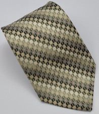 Joseph  Feiss Silk Tie Green Brown Beige Geometric Men Necktie 57 x 4