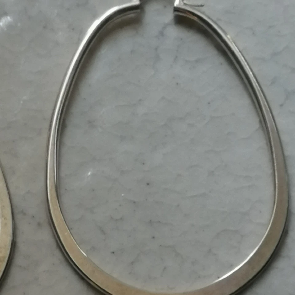 Orecchini da donna in argento 925 pendenti a forma di ellisse degli anni 70-80 - Immagine 2 di 4