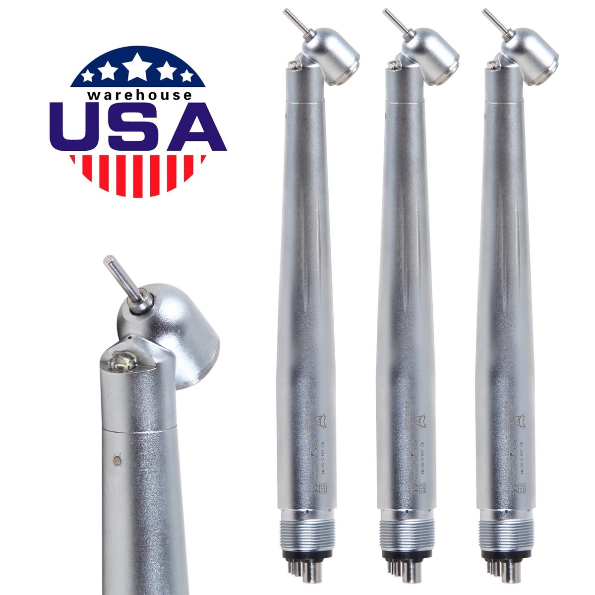 1-5 Pcs USA Dental 45° Degree LED E-generator Handpiece Turbine 4