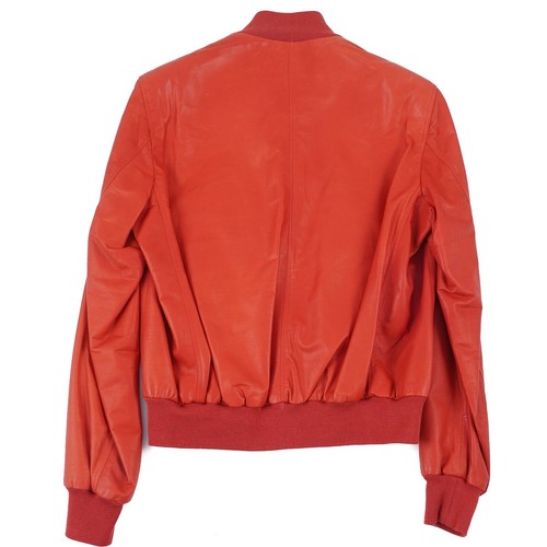Rifugio Napoli Handmade Red Calfskin Leather Bomber Jacket M (Eu 50) NWT - Picture 3 of 8