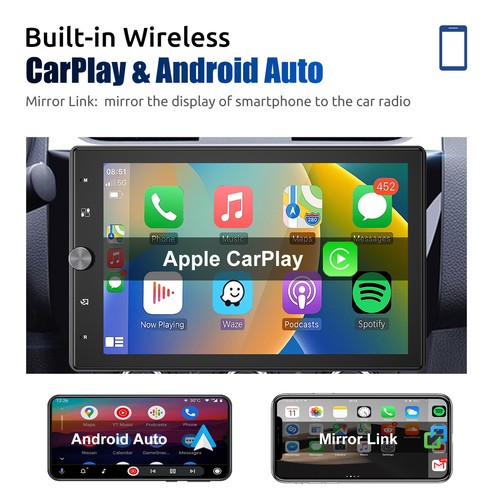 10.4" Single Din Touch Screen Stereo Bluetooth Radio Apple/Android Carplay+CAM - Picture 8 of 17