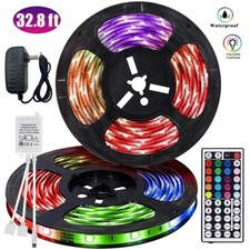 16.4FT RGB Led Strip Lights Waterproof Flexible with 44 Keys Remote 12V US Power