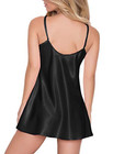 Black Women Sexy Lingerie Satin Spaghetti Strap Nightdress Nightgown Babydoll M — photo 4