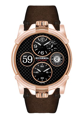 CT Scuderia  DUE TEMPI / DUAL TIME Rose Gold Suede strap