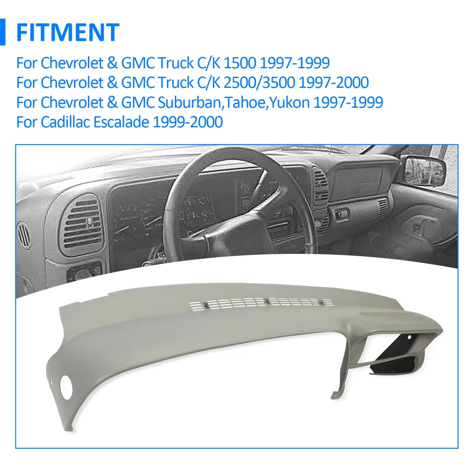 NEW Molded Dash Cover Cap For 1997 97-99 00 GMC SUVs & Trucks in Medium Grey - Image 2 of 4