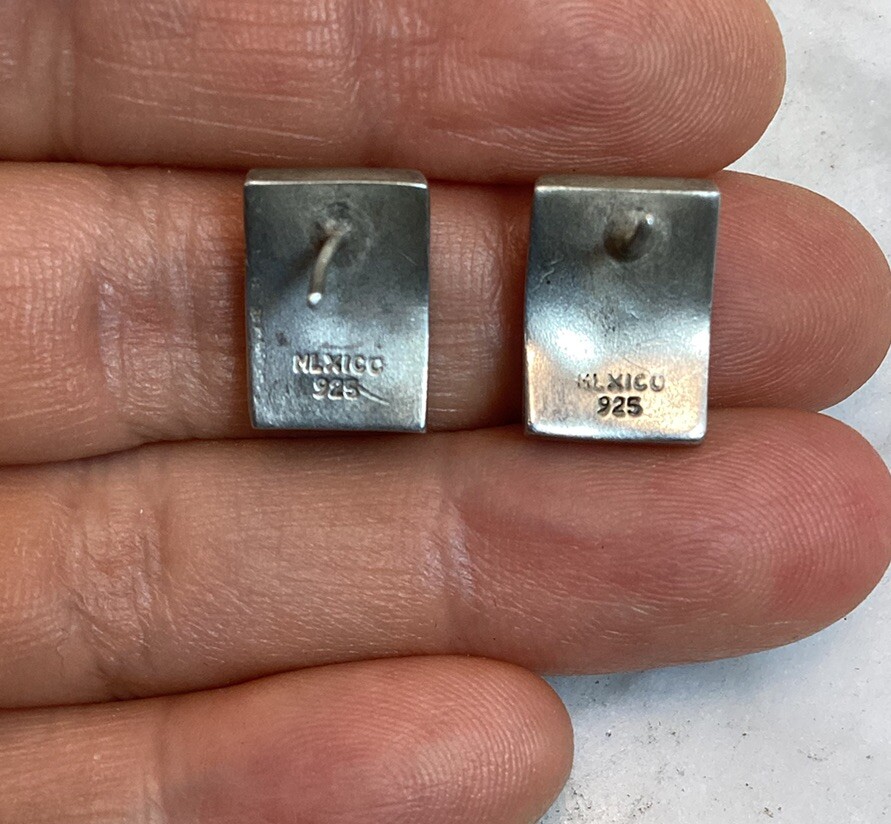 Vintage Sterling Silver Rectangular Matte Brushed… - image 5