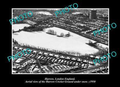 OLD LARGE HISTORIC PHOTO HARROW LONDON ENGLAND THE CRICKET GROUND c1950
