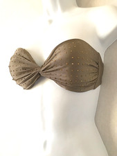 Ladies Mink M&S Strapless Bikini Top Size 10 - Diamante Padded Twist Bandeau New