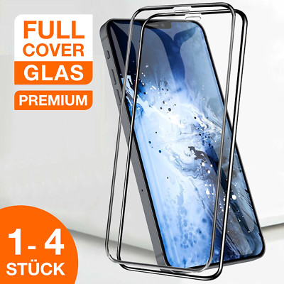 Panzerfolie Glas Full Cover Display Schutz für iPhone 15 14 13 12 11 XR Pro Max