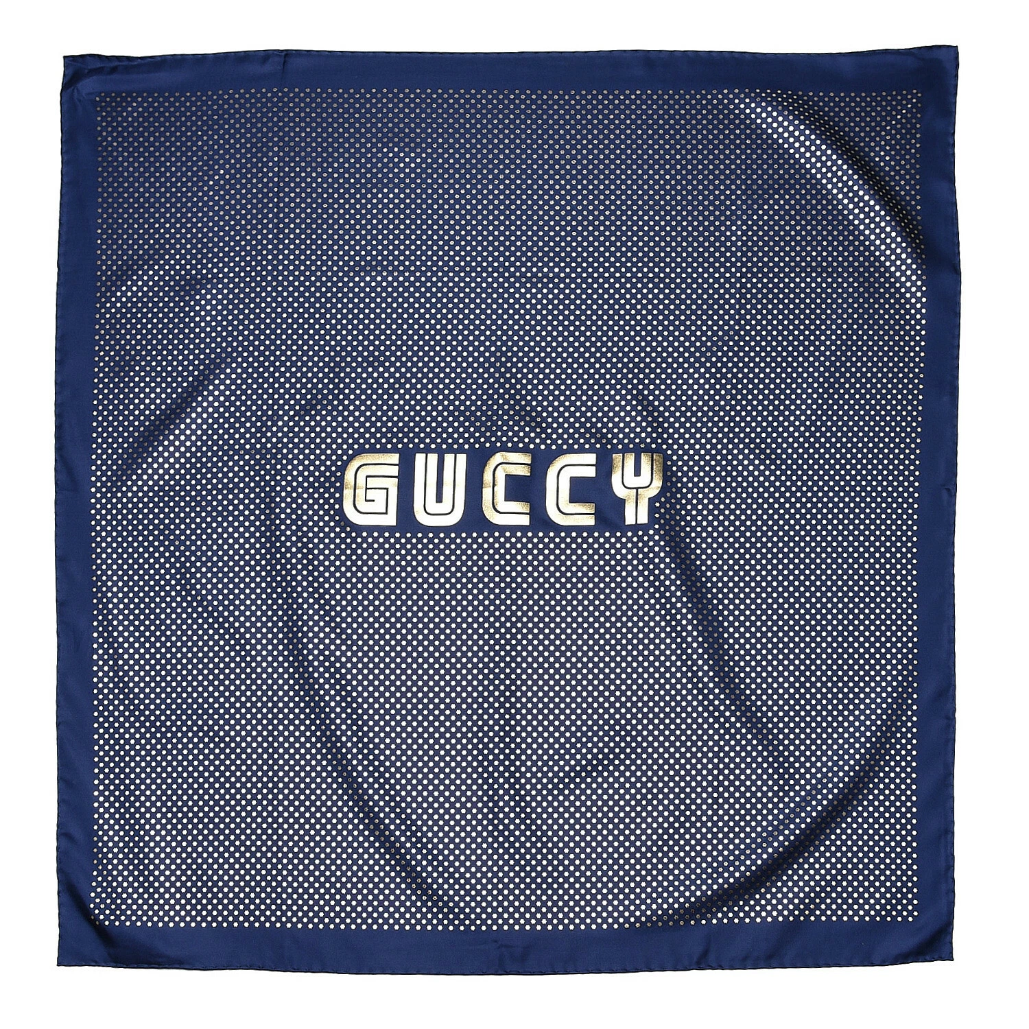 Neuf écharpe carrée authentique GUCCI « GUCCY » étoile dorée SEGA® imprimée 100 % soie