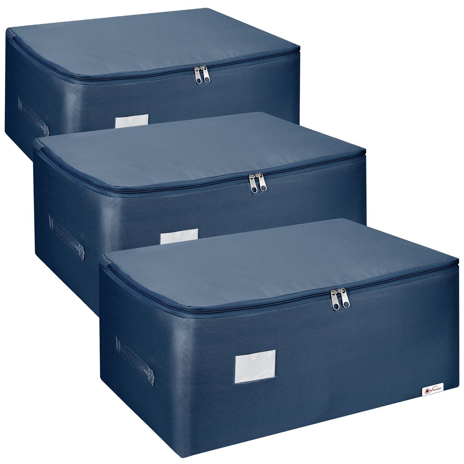 Storage Bags Organiser 50L Capacity Underbed Moving Bags Blue Pack of 3