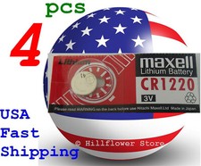 4 piece CR1220 1220 LR1220 Maxell Card 3V Lithium Coin Battery with trk 