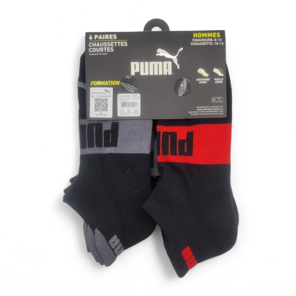 Puma Hombre Media Terry Calcetines Corte Bajo 6 Pares Nuevos Foto 3 de 4