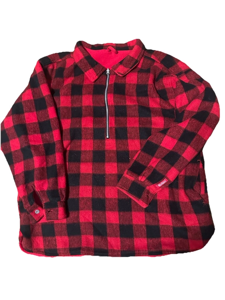 Vintage Marlboro Buffalo Plaid Reversible 1/4 Zip Fleece Pullover Jacket Sz XXL - Image 4 of 4