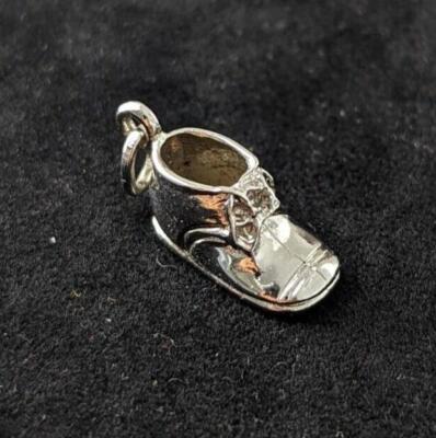 Vintage Silver 925 Antique Leather Boot Shoe Charm Necklace Pendant Polished