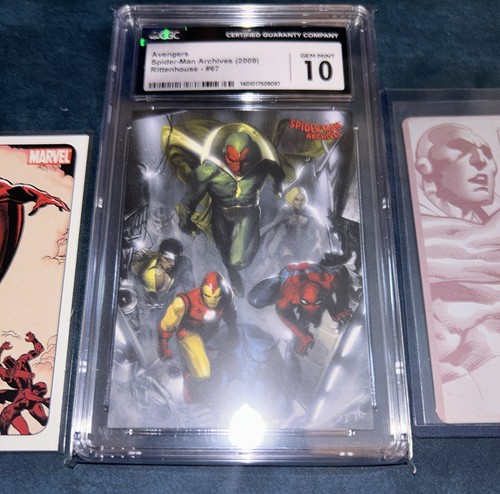 Marvel Druckplatte 1/1 & Rittenhouse Spiderman Vision CGC 10 Gem Marvel Karten