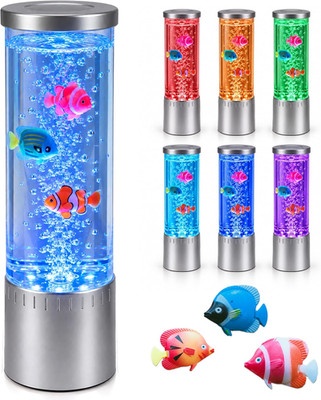 Bubble Lamp 7 Color LED Fish Tank Night Light Moving Fish Home Decor Gift