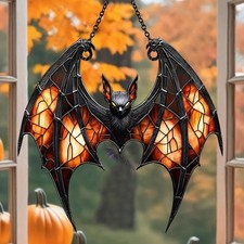 Spooky Bat Suncatcher,Halloween Acrylic Window Hanging Stained Glass Style Decor
