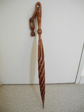 ancien parapluie bois sculpté art africain déco vintage carved wooden umbrella