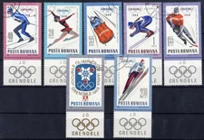 Romanian  1968 GRENOBLE WINTER OLYMPIC GAMES used series @+ TAB