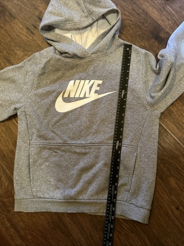 Boys Nike Hoodie Sweatshirt Sz XL Heather Gray White Logo Cotton - Picture 5 of 8