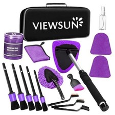 Windshield Cleaner Tool, 17Pcs Purple Car Interior Cleaning Kit, Detailing Kit