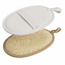 2 PCS 7.1x5.1 Inch White/Brown Natural Loofah Sponge Shower Body Scrubber