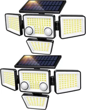 Solar Outdoor Lights - 3000LM 188 LED Motion Sensor Outdoor Lights, 4 Heads Secu