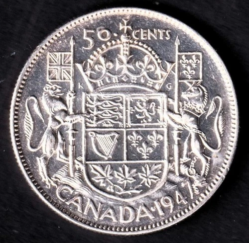 Canada 1947 50c Fifty Cent Silver Half Dollar King George VI ML .800 Silver