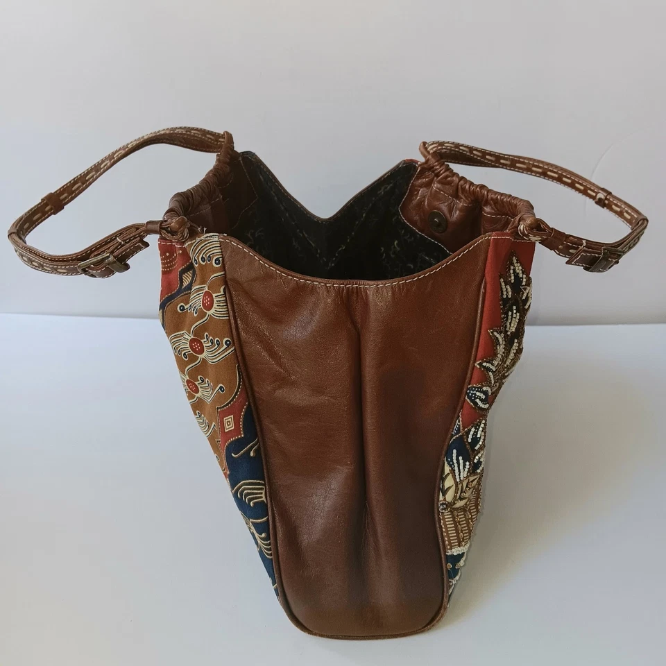Isabella Fiore Vintage Red and Brown Floral Embroidered Beaded Handbag Boho - Image 4 of 4