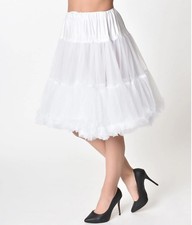 UNIQUE VINTAGE 1950S WHITE RETRO STYLE RUFFLED PETTICOAT CRINOLINE   NEW Reg Sz
