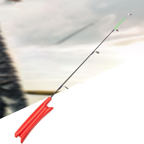 Canna da Pesca Corta in Vetroresina Colore Nero e Rosso Canna da Pesca per Ghiac - Foto 3 di 12