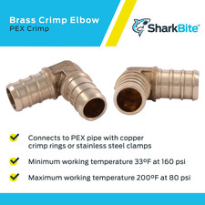 1 Inch Crimp 90 Degree Elbow, Brass Plumbing Fitting, PEX Pipe, PE-RT, UC260LFA