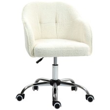 HOMCOM Fluffy Vanity Chair for Desk, with Height Adjustable, Wheels, Cream