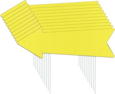 Yellow Arrow Signs with Stakes 16 x 5 Inches,This Way Directional 