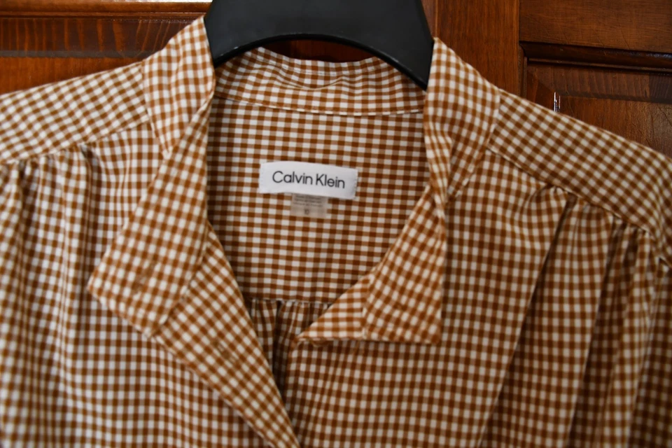 Vestido Tuckernuck naranja oscuro a cuadros Calvin Klein talla L, poliéster/spandex Foto 4 de 4