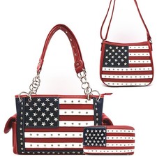 American Flag Purse Patriotic Handbag Satchel Collection Crossbody Bag Wallet RD