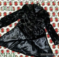 shared mink long coat black no name embroidery