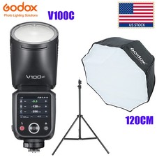 GODOX V100C Round Head Flash Light for Canon 120cm Umbrella Softbox 2m Stand Kit