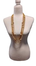Joan Rivers Layered Gold Tone Faux Pearl Multi-Strand Necklace with Box Closure