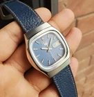 Seiko 1990 Vintage Retro Ultra Rare Square TV Oversized Blue Dial JDM Automatic