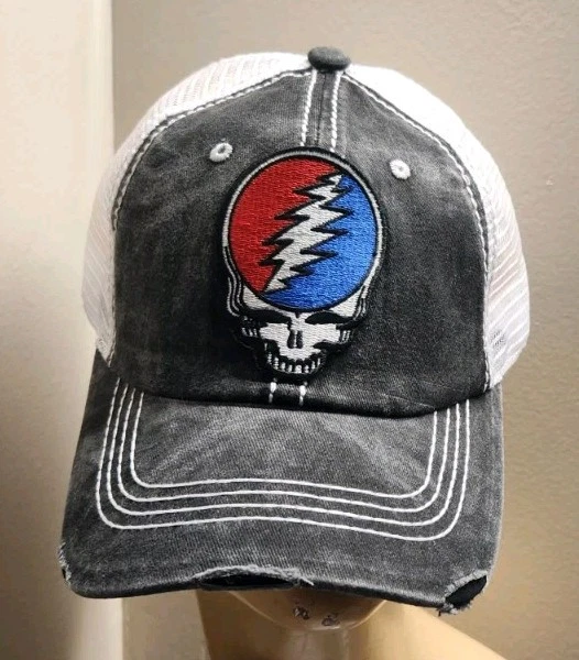 Grateful Dead Hat Distressed Ball Cap Hat Black & White Mesh Hat
Opens in a new window or tab