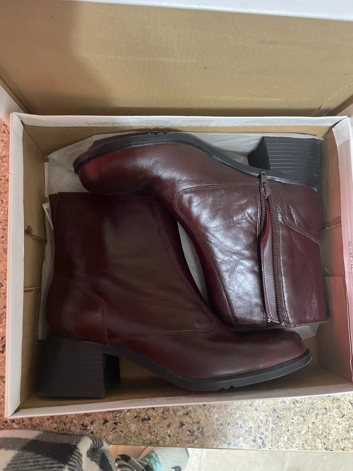 Botines de cuero marrón choc AJ Valenci para mujer talla 8,5 M cremallera lateral 821771 Foto 4 de 4